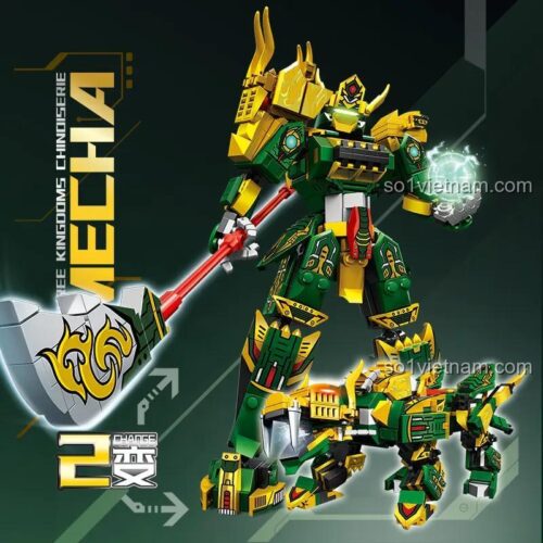 Bộ lắp ghép Pindad P2001 Chinoiserie Mecha Quan Vũ với 2 dạng lắp ráp: chiến binh và rồng, chi tiết sắc nét, màu sắc bắt mắt, đồ chơi giáo dục cho bé trai