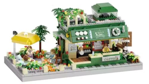 Bộ lắp ghép Quán cà phê Nhỏ Pinzhi Xing 9936-2, Mô hình kiến trúc đường phố, 2200 mảnh, có đèn LED, chi tiết cao, phù hợp cho bé 14 tuổi