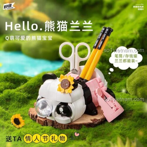 Bộ lắp ghép gấu trúc Lan Lan Pleyerid M38-P8038, đồ chơi sáng tạo, ống cắm bút tiện lợi, quà tặng cho bé gái