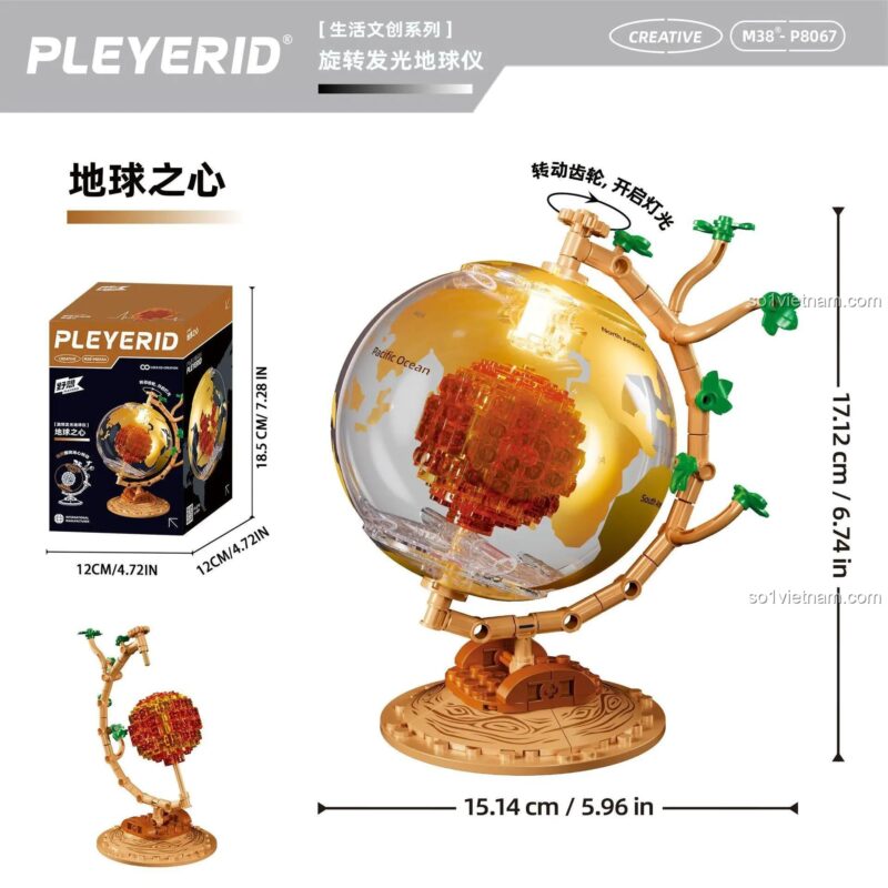 Pleyerid M38-P8067 Kích thước hộp và mô hình Quả địa cầu phát sáng, Mô hình địa cầu xoay, Mô hình địa cầu phát sáng, Mô hình địa cầu trang trí, Quả địa cầu "Trái tim Trái đất", Mô hình địa cầu "Trái tim Trái đất", Mô hình địa cầu "Trái tim Trái đất" phát sáng, Đồ chơi giáo dục, Đồ chơi sáng tạo, Độ tuổi 12+, Giá tốt