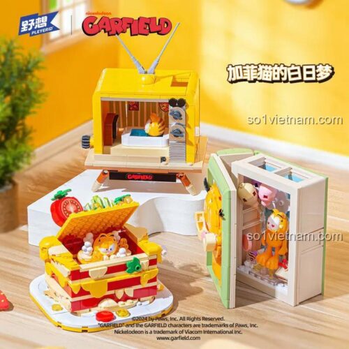 Bộ lắp ghép Garfield Bạch Nhật Mơ M38-P8052A, đồ chơi mô hình Garfield, đồ chơi xây dựng Garfield, 野想Pleyerid Garfield