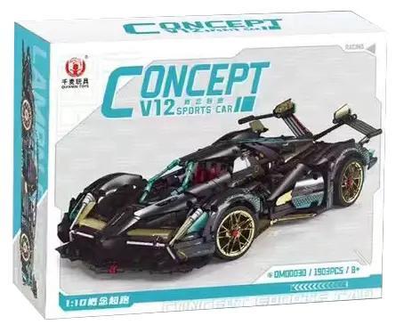 bộ lắp ghép Siêu xe ý tưởng V12 Qianmai QM00030, đồ chơi mô hình Siêu xe V12 tỉ lệ 1:8, đồ chơi điều khiển từ xa cho con trai 8 tuổi, giá tốt