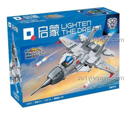 Hộp bộ lắp ghép QMAN 22017 Máy bay quân sự J-15, đồ chơi lắp ráp ENLIGHTEN cho bé trai 6 tuổi tiết kiệm
