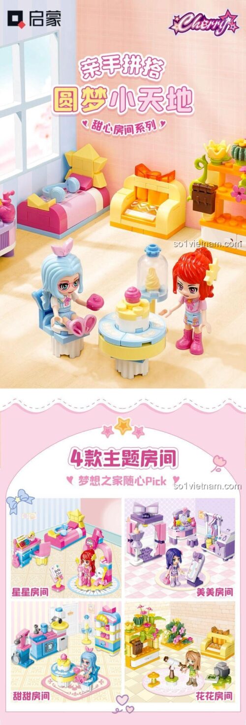 Bộ lắp ghép mô hình Qman 31019-3 Sweet Heart Room Cherry