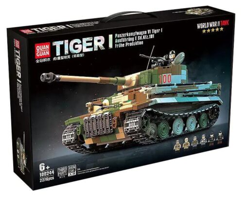 Hộp đồ chơi lắp ráp xe tăng Tiger I Quan Guan 100244 cho bé trai 6 tuổi, giá rẻ. Bộ lắp ghép Xe tăng Tiger I chất lượng cao.