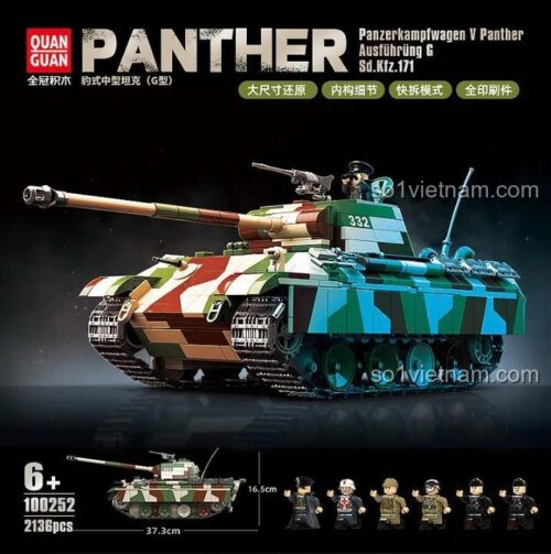 Tính năng nổi bật của đồ chơi mô hình Xe tăng Đức Panther Quan Guan 100252, chất lượng cao, chi tiết sắc nét