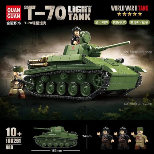 Mô hình xe tăng hạng nhẹ T-70 QUAN GUAN 100291 689 mảnh