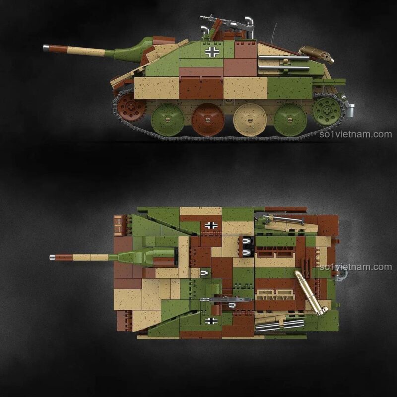 Kích thước chi tiết của mô hình Jagdpanzer 38(t) Hetzer Quan Guan: dài 223mm, rộng 100mm, cao 89mm. Tỉ lệ 1:28 tinh xảo.