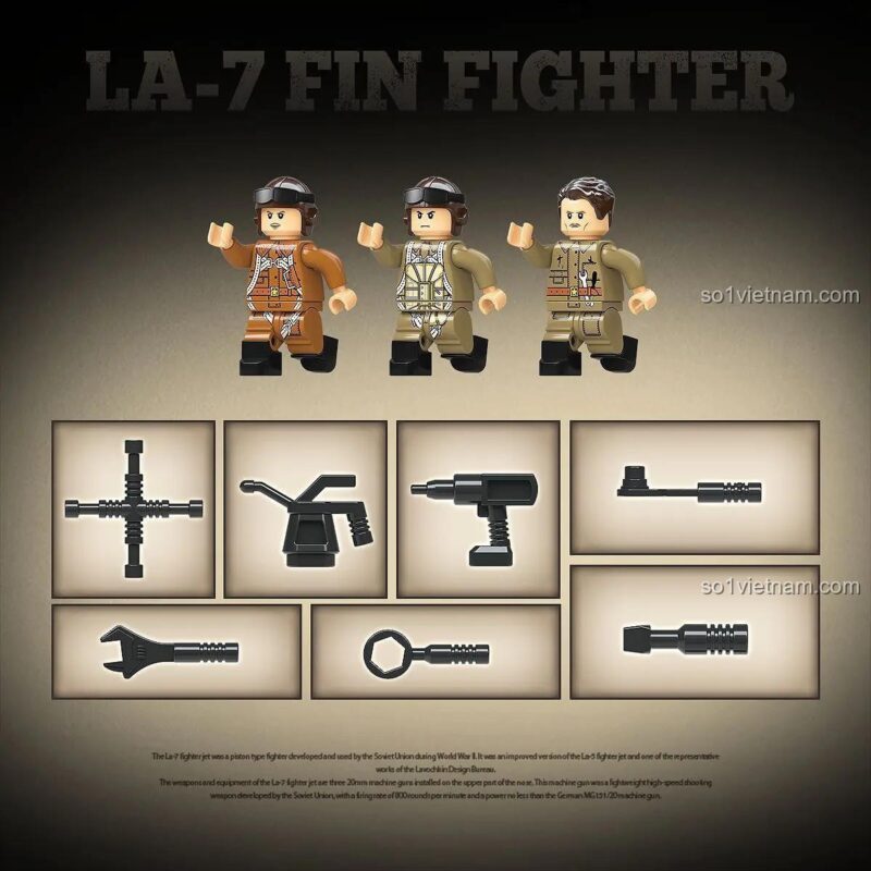 Mô hình máy bay chiến đấu LA-7 Fin Fighter QUANGUAN 100286 cùng các minifigure