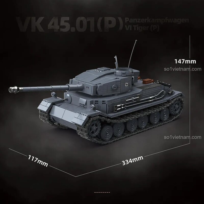 Mô hình xe tăng Tiger P QUANGUAN 100308 dài 33.4cm
