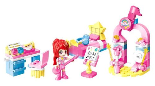 Bộ đồ chơi Cherry 31019-1 với minifigure và các mô hình phòng trang trí, màu hồng chủ đạo, phù hợp cho bé gái 6 tuổi