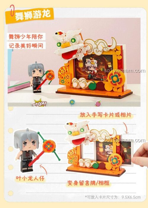 Bộ lắp ghép Mini World: Vũ Long Sư Hí - Bạn Bè Bàn Làm Việc 72032-2, có khung ảnh để đặt card hoặc ảnh, đồ chơi sáng tạo cho bé trai 6 tuổi