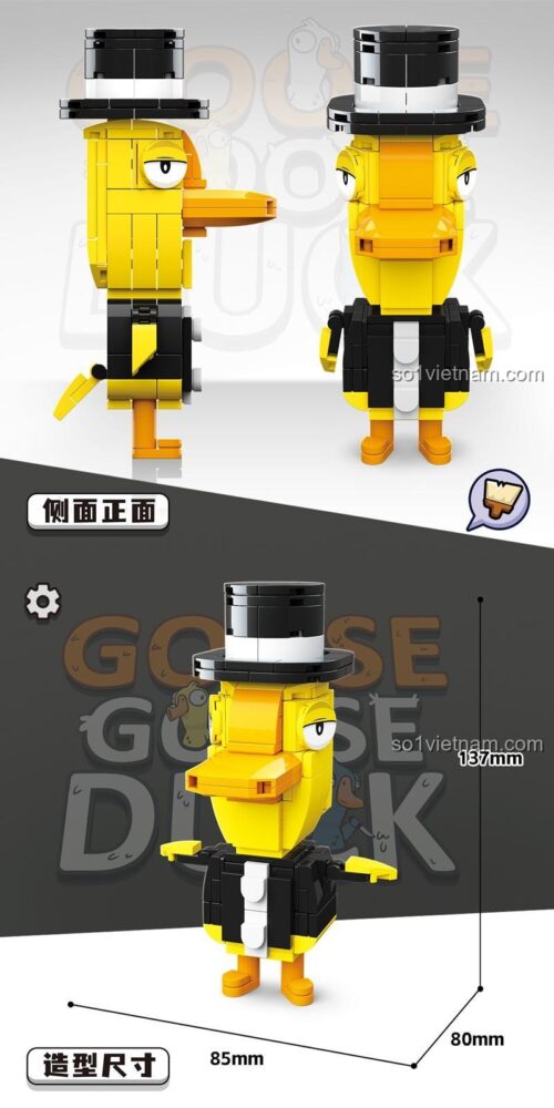 Kích thước chi tiết của đồ chơi mô hình Nhân vật game Goose Goose Duck 774, cao 13.7cm, rộng 8.5cm, sâu 8cm, một món quà tuyệt vời cho bé.
