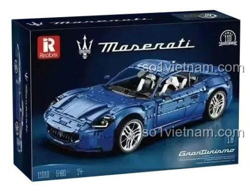Hộp sản phẩm đồ chơi mô hình Reobrix 11010 Maserati GranTurismo, 5480 mảnh ghép, chất lượng cao, dành cho con trai 14 tuổi.