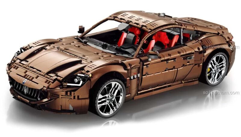 Mô hình xe Maserati GranTurismo Reobrix 11010 màu nâu, bộ lắp ghép siêu xe 5480 chi tiết, tỉ lệ 1:8, phù hợp thanh niên.