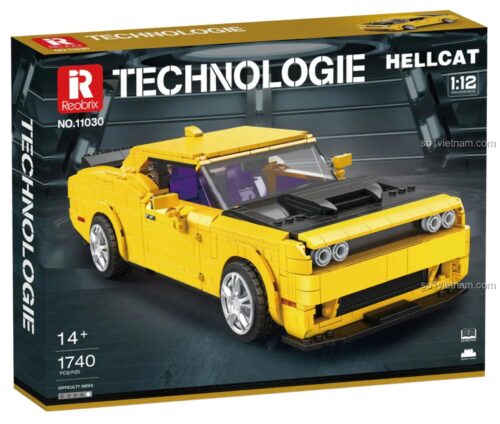 Kích thước đồ chơi mô hình Reobrix 11030 Siêu xe Dodge Hellcat, dài 37cm, tỉ lệ 1:12 chi tiết.