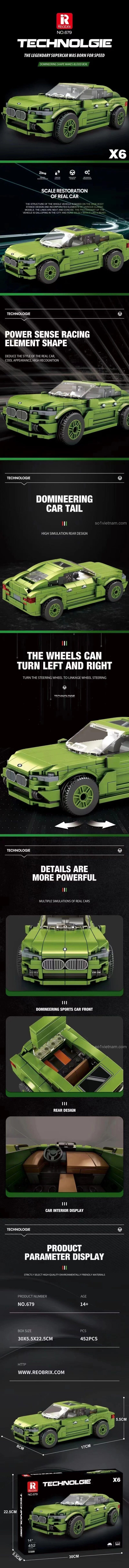 Các tính năng nổi bật của đồ chơi mô hình Xe BMW X6 679, bánh xe có thể đánh lái.