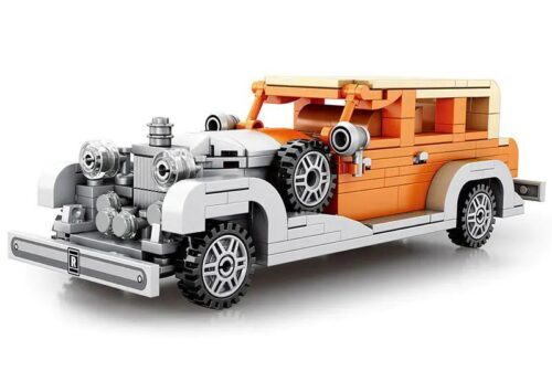 Mô hình xe Rolls-Royce Phantom II Reobrix 810 màu cam trắng, chi tiết cao, xe hơi cổ điển, đồ chơi lắp ghép cho người lớn