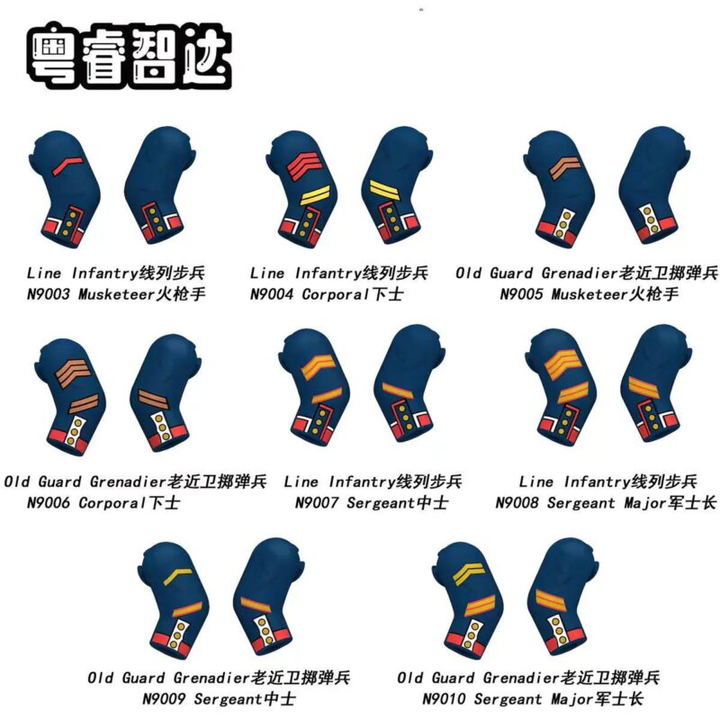 bộ đồ chơi Bộ Cánh Tay Lính Pháp RuiZhi N9005, phụ kiện lính Pháp thời Napoléon chi tiết tinh xảo cho bé trai 12 tuổi, giá tốt