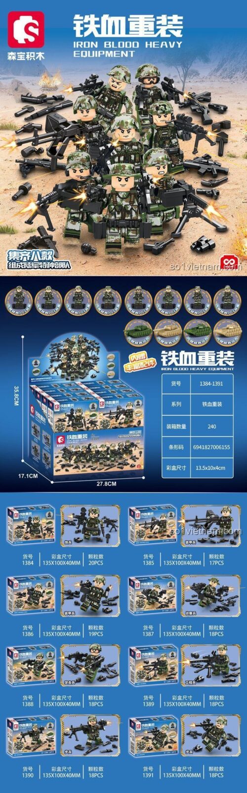 Bộ Lắp Ghép Quân Đội Lính Đặc Nhiệm SEMBO 1386 - Các mô hình và vũ khí