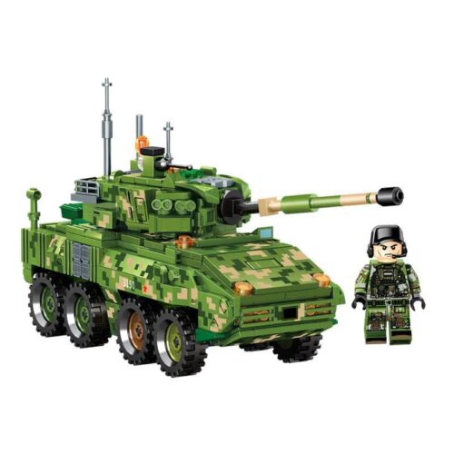 SEMBO 203149 Xe tăng chiến đấu bánh lốp ZTL-11 với minifigure, bộ đồ chơi lắp ráp quân sự cho bé trai 6 tuổi