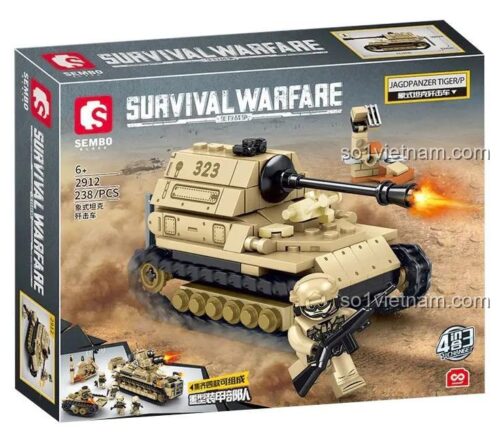 SEMBO 2912 Bộ lắp ghép Xe tăng diệt tăng hạng nặng Jagdpanzer Tiger P 238 Mảnh, Xe tăng quân sự, Lắp ráp 4 mẫu, Độ tuổi 6+, Con trai