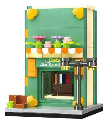 SEMBO 601548 Tiệm Sách Nhỏ - Mô hình cửa hàng sách mini, bộ lắp ghép mini block, đồ chơi xây dựng cho bé 6 tuổi, màu xanh lá, vàng, trắng, nâu, đỏ, giá tốt