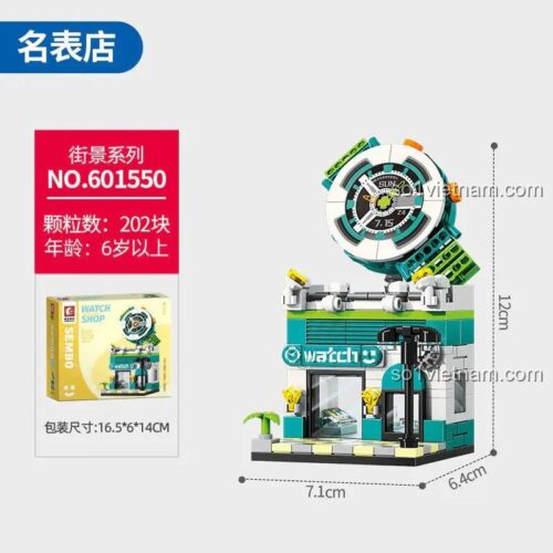SEMBO 601550 Bộ lắp ghép Cửa hàng Đồng hồ Mô hình Đồng hồ Đeo tay cho bé 6 tuổi