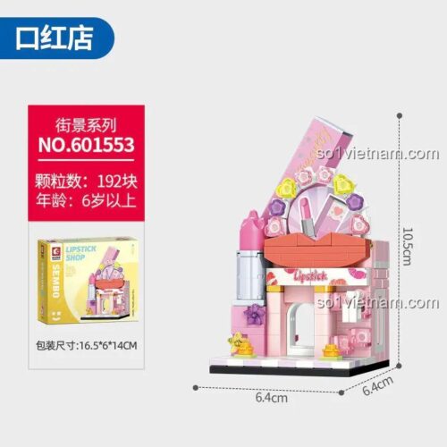 SEMBO 601553 Hộp sản phẩm và kích thước mô hình Cửa hàng Son Môi