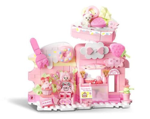 SEMBO 601560 Tiệm Bánh Ngọt Funny Juice bộ đồ chơi lắp ghép mô hình dễ thương cho bé gái 6 tuổi