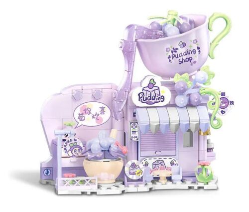 SEMBO 601562 Cửa hàng Pudding Funny Juice bộ lắp ghép mini block màu tím dễ thương cho bé gái