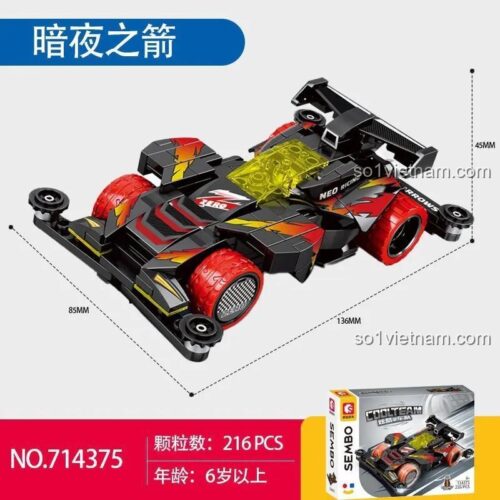 SEMBO 714375 Xe Đua "Dark Arrow" ZMC Kích Thước Mô Hình 13.6x8.5x4.5cm Cho Bé Trai 6 Tuổi Giá Tốt