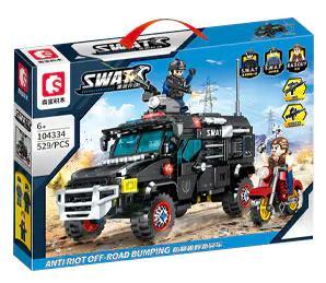 Bộ đồ chơi Xe Đặc Nhiệm SWAT SEMBO 104334 chất lượng cao, giá tốt cho con trai 6 tuổi, hộp sản phẩm 529 chi tiết.