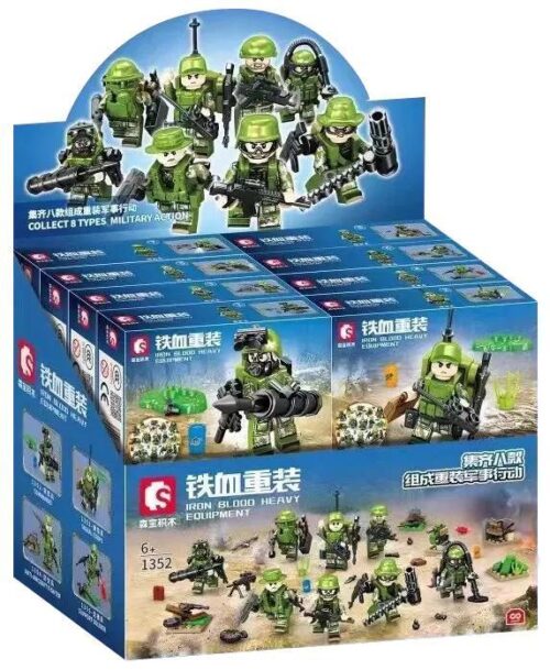 Bộ đồ chơi Lính quân sự SEMBO 1352-1359 Iron Blood Heavy Equipment 8 mẫu, 8 minifigures cho bé trai 6 tuổi, giá tốt.