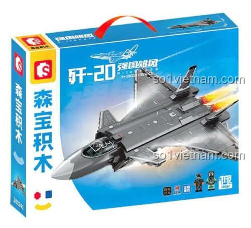 Hộp đồ chơi lắp ráp SEMBO 202241 Máy bay chiến đấu J-20, bộ lắp ghép tiêm kích tàng hình J-20 cho bé trai 6 tuổi, đồ chơi xây dựng quân sự giá rẻ.