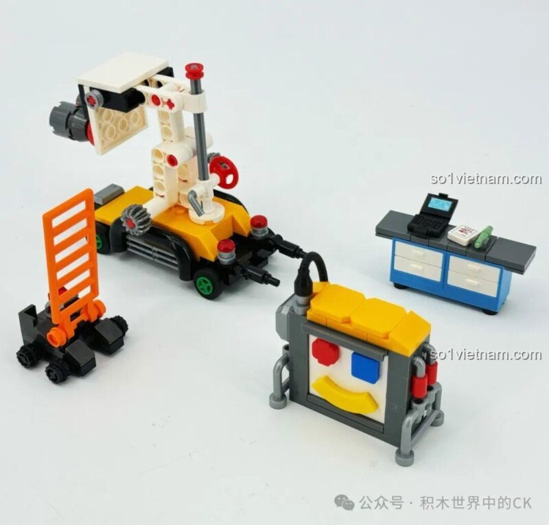 bộ lắp ghép Mô Hình Dây Chuyền Sản Xuất Máy Bay J-20 Sembo, các phụ kiện nhỏ như xe đẩy, bàn làm việc, giá tốt cho bé trai 6 tuổi