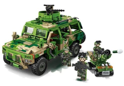 bộ đồ chơi Xe Tuần Tra Biên Phòng Bánh Lốp SEMBO 203179 cho bé trai 6 tuổi, giá tốt, có 3 minifigure và xe phụ trợ biến hình