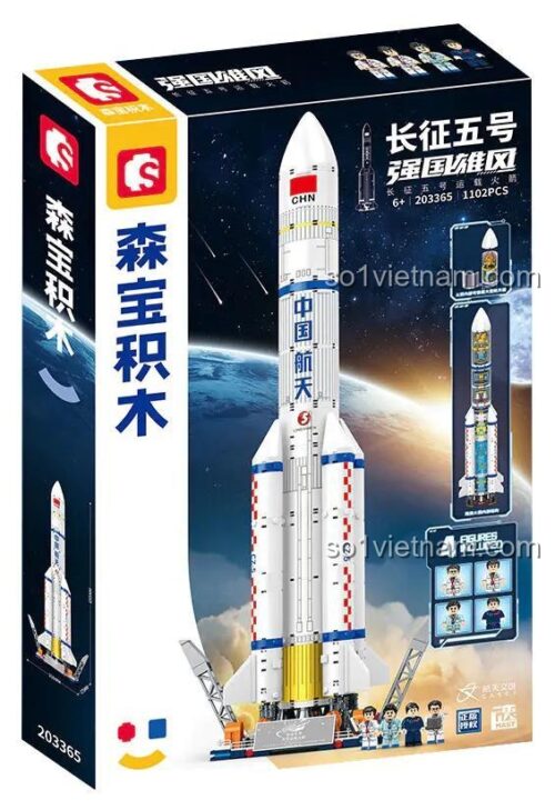 Hộp bộ lắp ráp Sembo 203365 Tên lửa Vận tải Trường Chinh 5, đồ chơi lắp ghép cho bé trai 6 tuổi, giá rẻ.