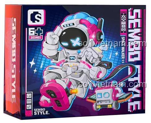 Ảnh chụp bộ lắp ghép Mô hình Phi hành gia Walker Sembo 203401 và chú chó robot Bobo. Đồ chơi cho bé gái 6 tuổi, giá rẻ, chất lượng cao.