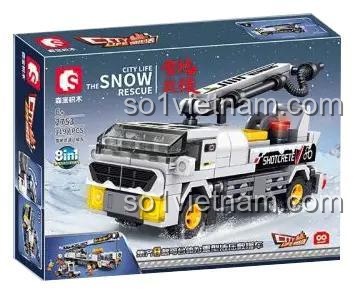 Hộp sản phẩm bộ lắp ráp Xe Tải Cứu Hộ Tuyết Sembo 2753, đồ chơi sáng tạo cho con trai.