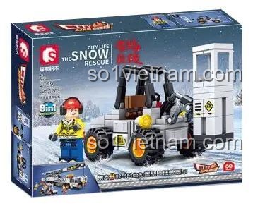 Hộp đồ chơi lắp ráp Sembo 2759 Xe lu thủy lực cứu hộ tuyết, 125 chi tiết, giá rẻ cho bé trai.