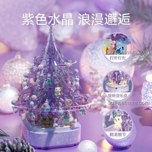 SEMBO 605029 Cây Thông Giáng Sinh Mộng Mơ với đèn LED và nhạc