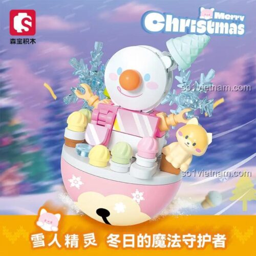 Đồ chơi lắp ráp SEMBO Tinh Linh Mùa Đông 605040, mô hình người tuyết Giáng Sinh, thiết kế không đổ, quà tặng bé gái 6 tuổi