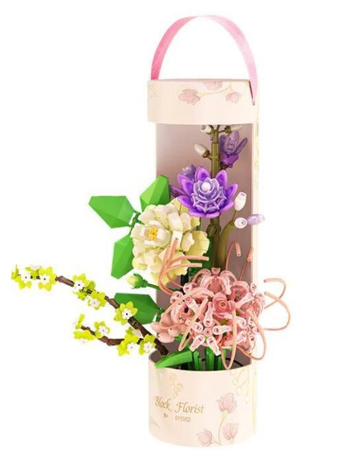 Bộ lắp ghép SEMBO 611052 Bó hoa Hồng Phấn và Lan Tím, đồ chơi mô hình hoa trang trí, quà tặng tinh tế cho bé gái 6 tuổi, giá tốt.