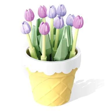 bộ lắp ghép Chậu hoa Tulip Sembo 611059, mô hình hoa tulip không bao giờ tàn cho bé gái 6 tuổi, giá rẻ.
