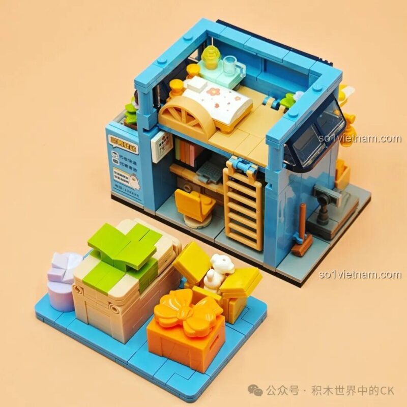 Phòng ngủ Vịt Lưu và các hộp quà tách rời của bộ lắp ghép SEMBO 612019 Trạm Vịt Tân Binh, đồ chơi xây dựng sáng tạo, quà tặng bé gái 6 tuổi