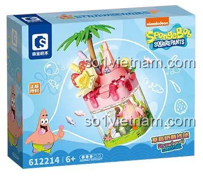 Hộp sản phẩm Kem Dâu Sữa SEMBO 612214, đồ chơi lắp ghép cho bé gái 6 tuổi, có đèn LED ấm áp, 187 chi tiết
