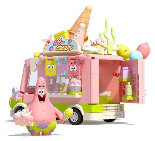 Bộ lắp ghép SEMBO 612218 Xe Kem Ngọt Ngào Patrick Star SpongeBob 410 mảnh ghép, mô hình xe kem Patrick Star màu hồng xanh lá, đồ chơi lắp ghép giá tốt cho bé gái 6 tuổi.