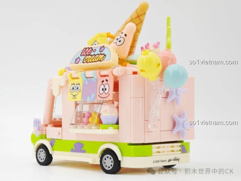 Mô hình xe kem Patrick Star từ bộ lắp ghép SEMBO 612218 Xe Kem Ngọt Ngào Patrick Star SpongeBob, đồ chơi mô hình sáng tạo cho bé gái.