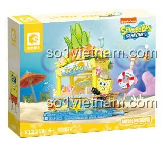 Hộp sản phẩm Cửa hàng lướt sóng Bikini Bottom SEMBO 612219, đồ chơi lắp ghép cho bé 6 tuổi